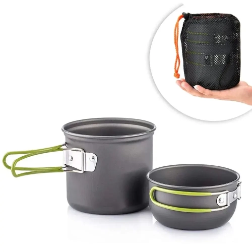 Camping Cookware Mess Kit Ultralight Camping Pot Set...