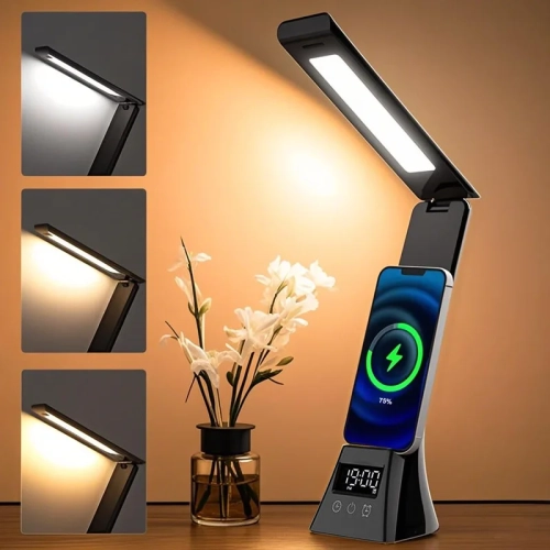 LED Desk Lamp with Wireless Charger USB Powered Dimm...