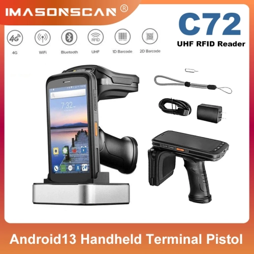 UHF RFID Reader PDA 840-960Mhz Android13 Handheld Te...