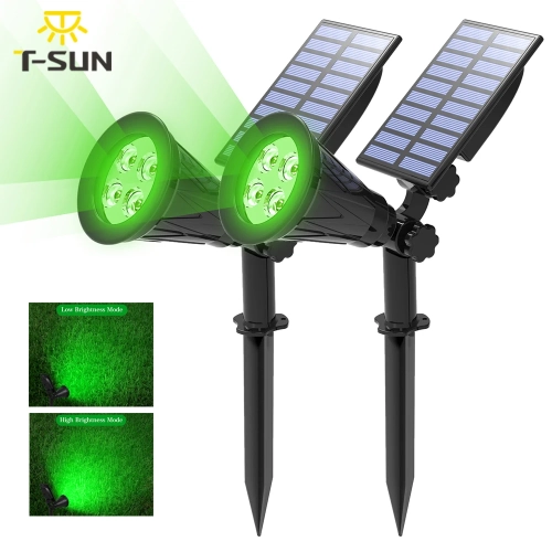 T-SUN 1/2 Packs Green Led Solar Lights Solar Spotlig...