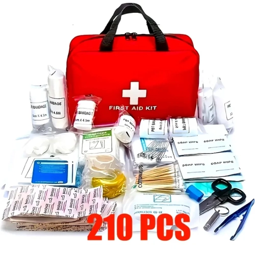 210pcs First Aid Kit Bag All Purpose Emergency Survi...