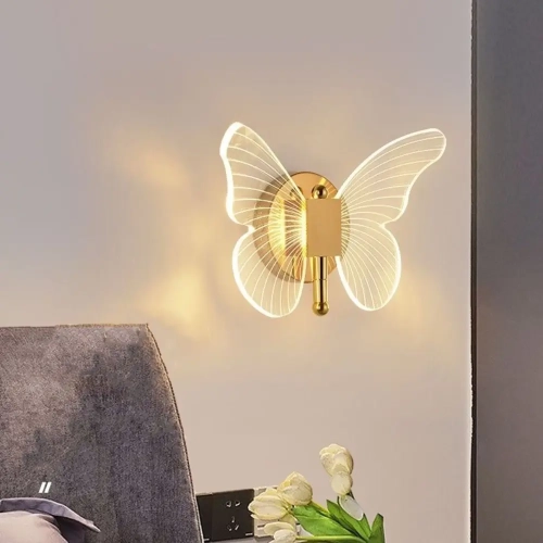 Butterfly LED Wall Lamp Interior Modern Metal Acryli...