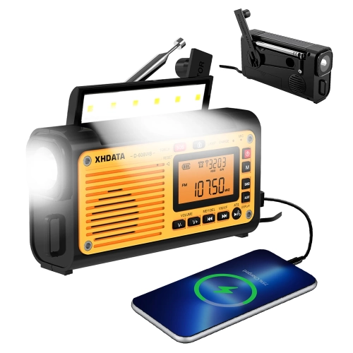 Emergency Crank Solar Radio XHDATA D608WB FM/AM/SW/N...