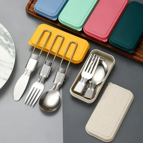 1/3PC Mini Portable Outdoor Spoon Fork Tableware Cam...