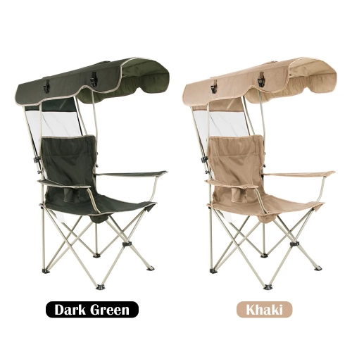 Camping Portable Folding Chair With Canopy Shade Bea...