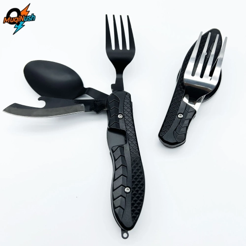 MuqiNush 3-in-1 Outdoor Tool Folding Spoon Fork Knif...