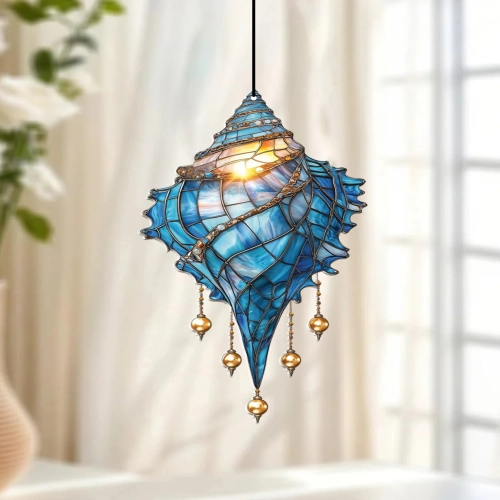 Blue Acrylic Conch Shell Suncatcher Hanging Ornament...