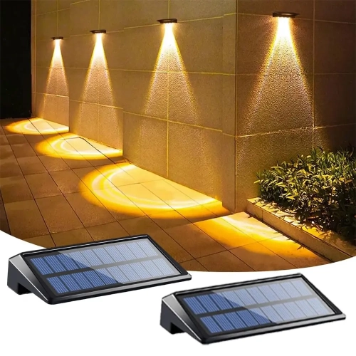 2 Pack Solar Wall Lights 4 LED Solar Fence Lights Ou...