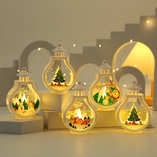 Christmas Portable Candle Holder Wind Lamp Table Lam...