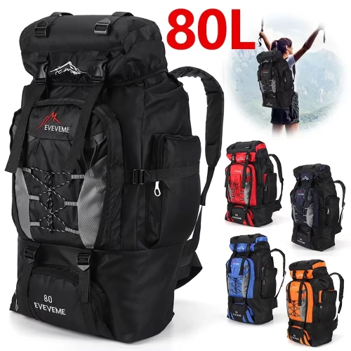 New Unisex Backpacks 80L Camping Hiking Backpack Bag...
