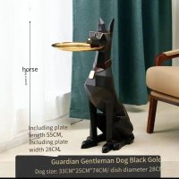 Large Gentleman's Dog Black (H 74cm) + Tray