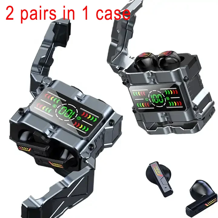 M25/M45/M60 TWS Wireless Bluetooth Headphones Mecha Gaming Headset HD Stereo Noise Reduction Earphones Touch Control Earbud