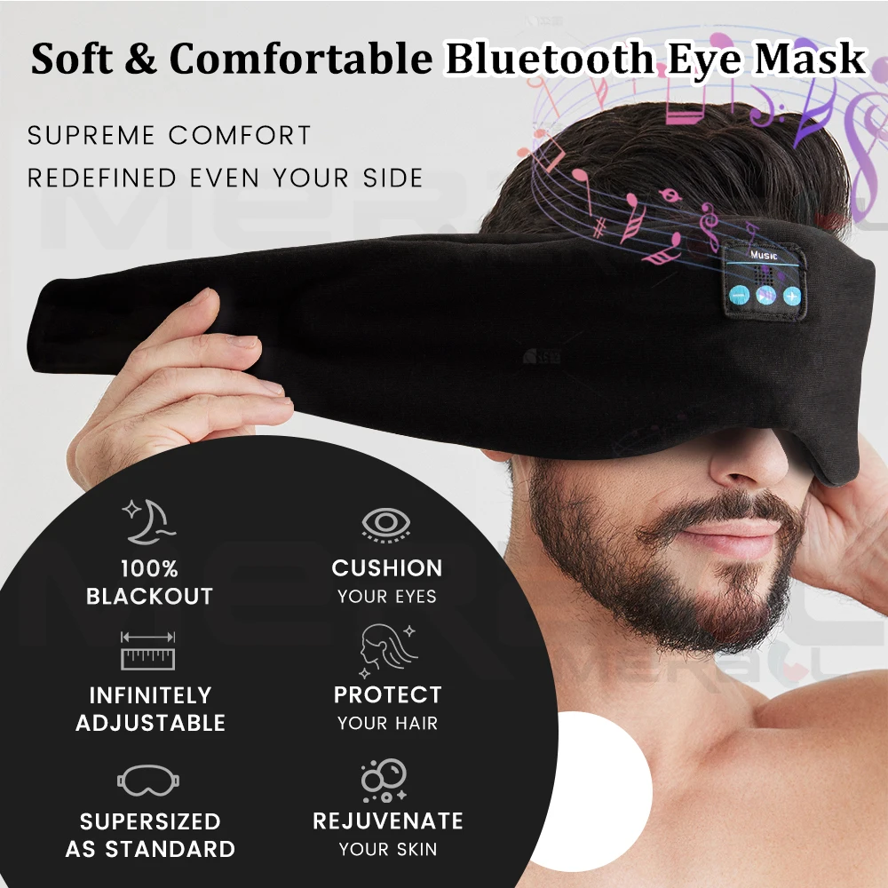 Headphones Bluetooth Mask for Sleep Travel Protable Sleep Mask Music Play Sleeping Headphone Adjustable Music Eye Mask for Sleep