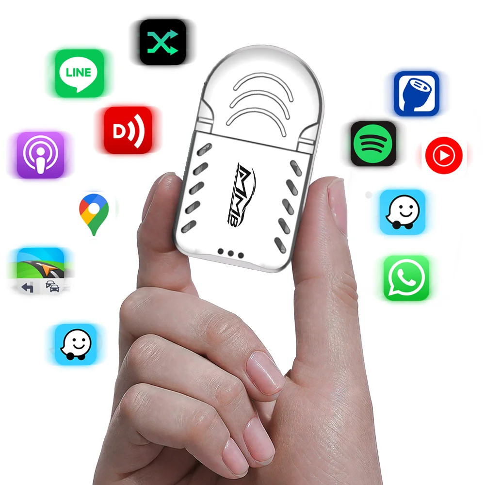 Newest MMB Mini Wireless Apple CarPlay Adapter BT 5.2 Plug&Play Online Upgrade for Car Radio with OEM Wired CarPlay Auto Connect