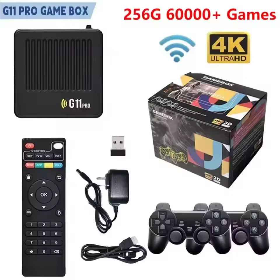 G11 Pro Game Box 4K HD TV Game Stick Portable Game Player 256G Built in 60000+  Retro Games Video Game Console Wireless Gamepad