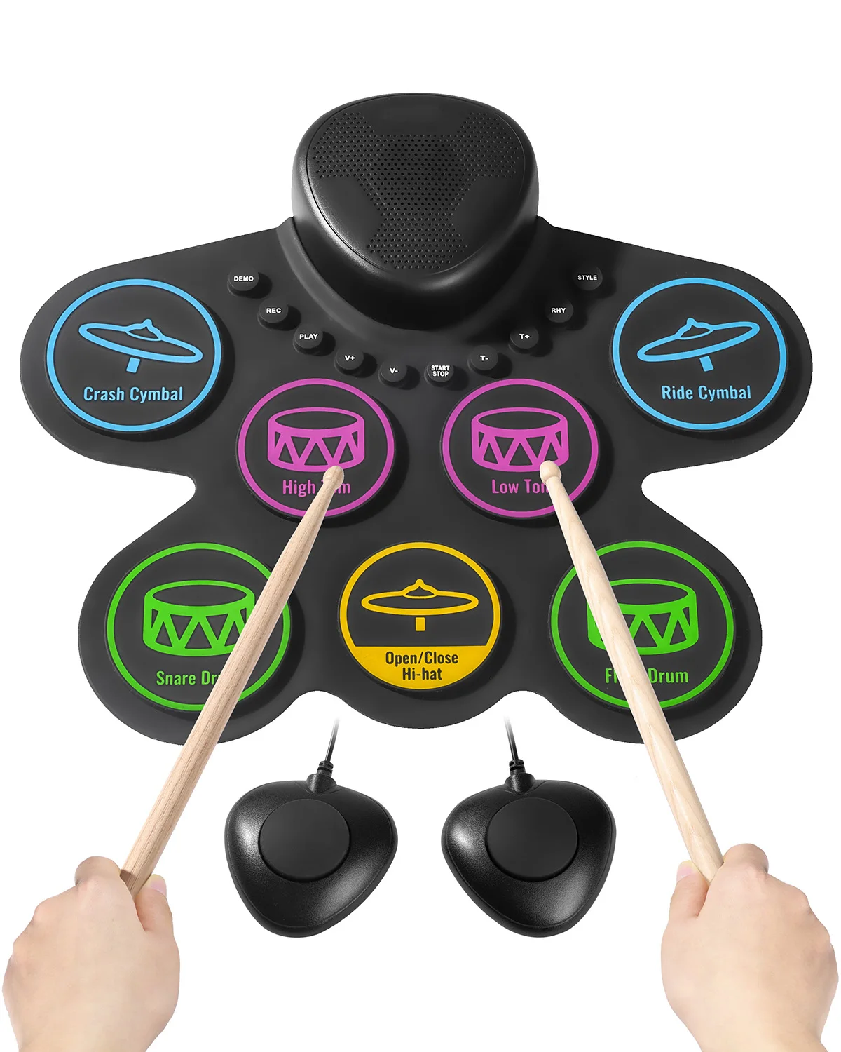 SucceBuy Electric Drum Set 7-Pad / 9-Pad Roll-up Drum Practice Pad Electronic Drumset Portable Instrument Toy for Kids Ages 3+