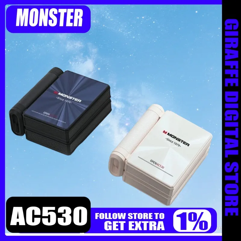 MONSTER AC530 Bluetooth Earphones Non In Ear Bone Conduction Wireless Sports Waterproof Double Folding Earphones Customized