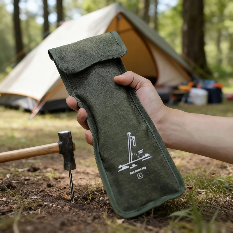 1pc Ground Stake Storage Bag Nail Storage Bag Camping Toolkit Oxford Cloth Camping Accessories Organization