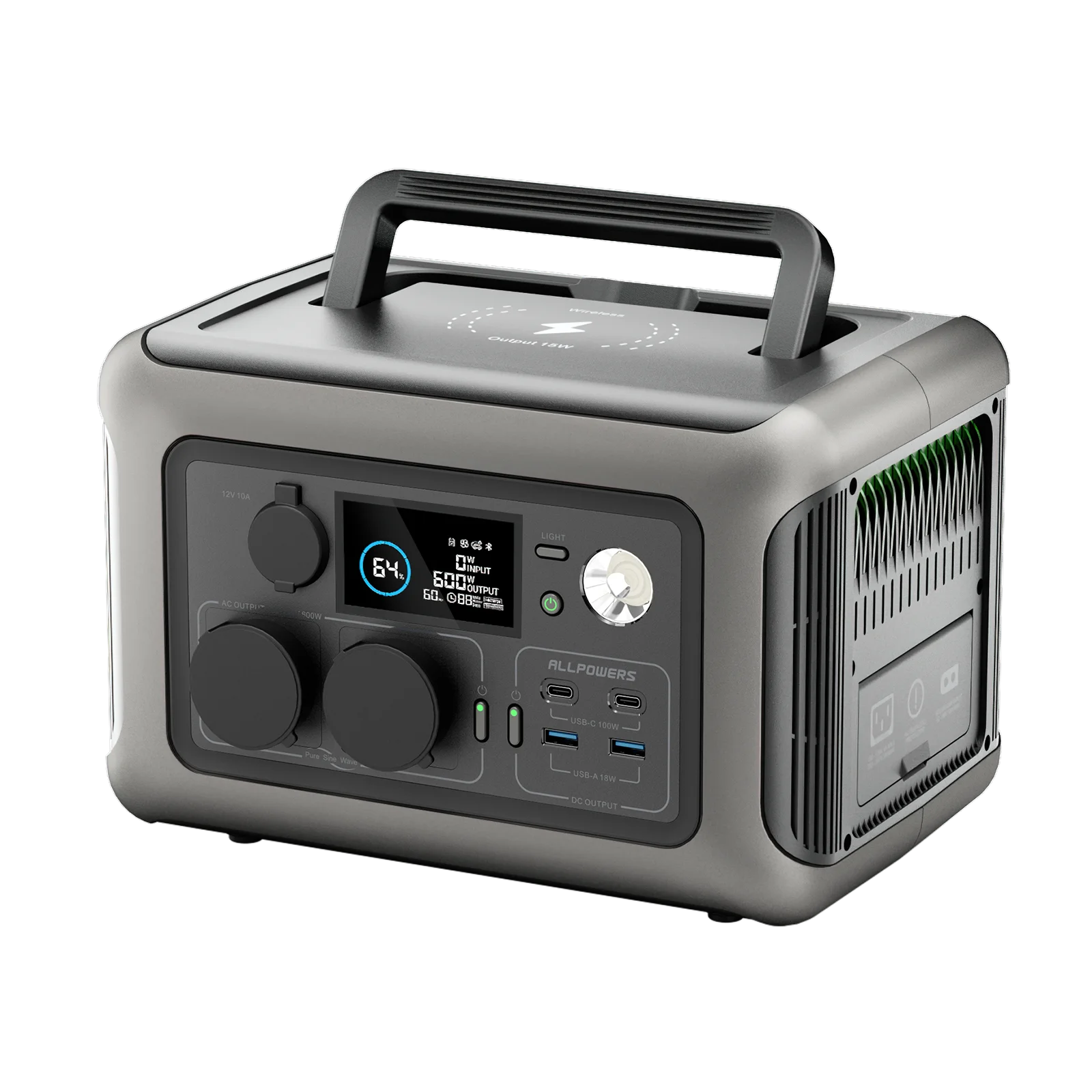 ALLPOWERS Portable Power Station R600, 299Wh LiFeP04 Battery with 2x 600W (1200W Surge) AC Outlets for Outdoor Camping RV Home
