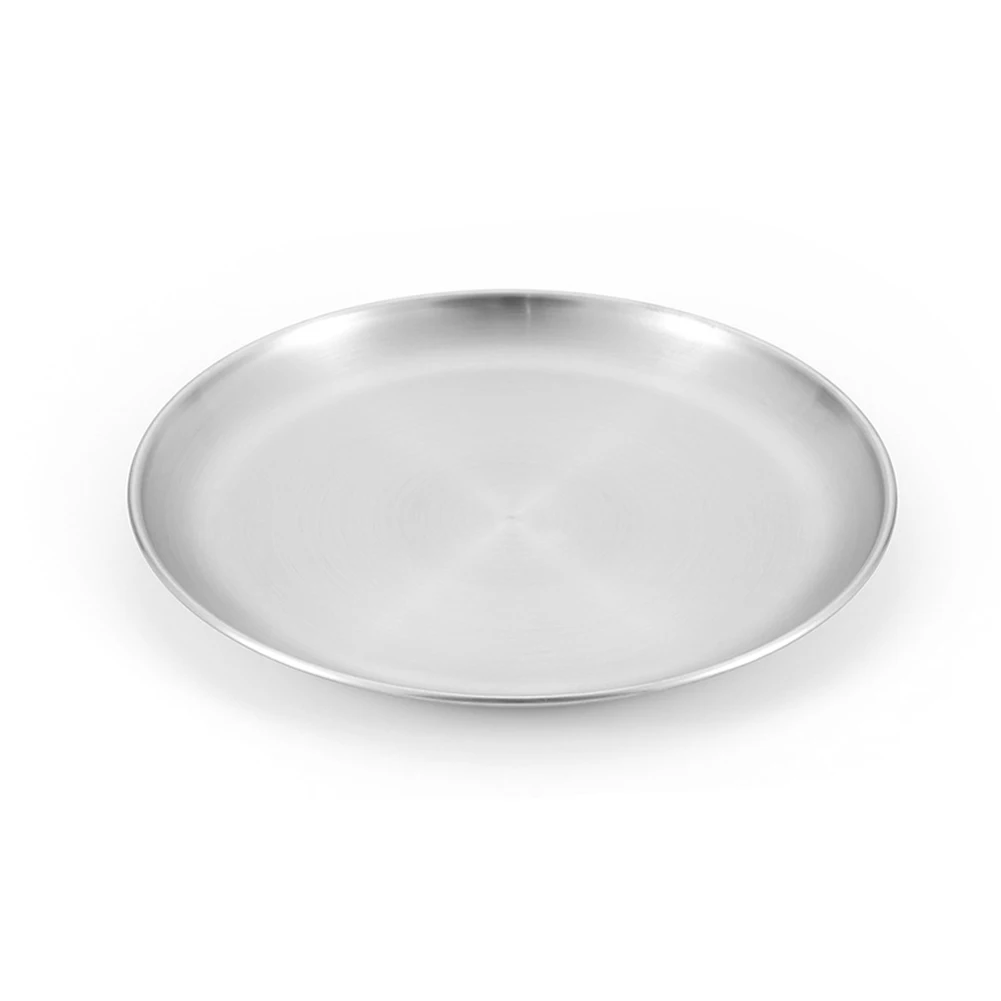 Stainless Steel Plates Metal Dinner Dishes Reusable Feeding Serving Tableware Round Plates for Outdoor Camping Hiking Picnic BBQ