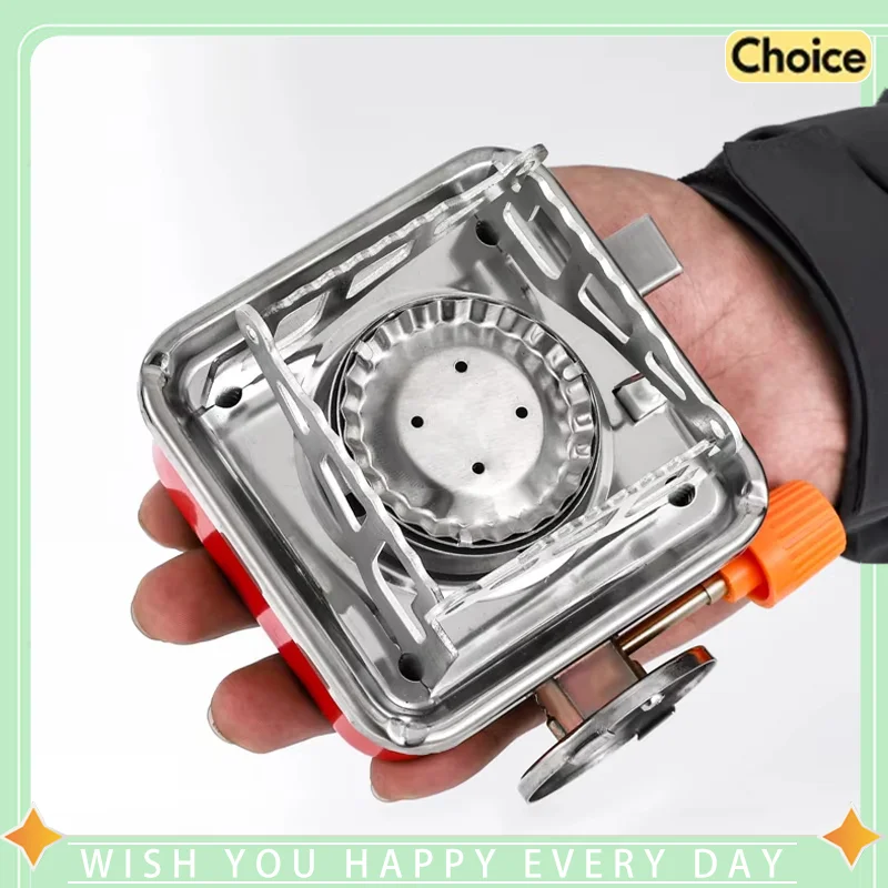 Portable Foldable Mini Square Gas Camping Stove, Outdoor Butane Burner for Hiking, Picnic, Boiling Water, Cooking Utensil