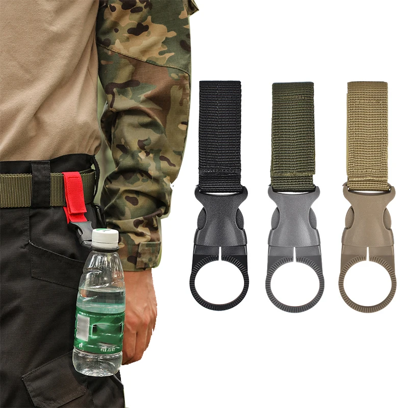 Molle Buckle Water Bottle Carabiner Clip Webbing Strap Attachment Belt Backpack Hanging Keychain for Camping Hiking