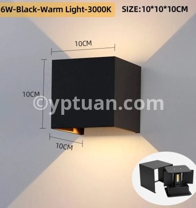 6W-BLK-Warm Light