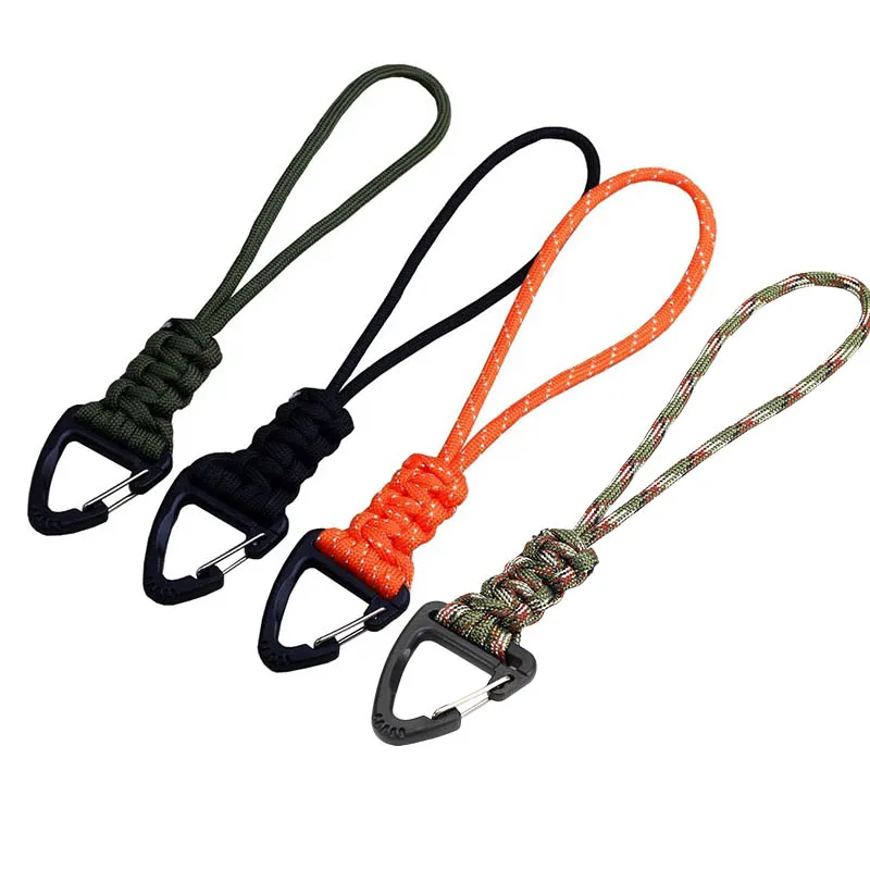 Paracord Keychain Lanyard Metal Triangle Buckle Outdoor Survival Camping Plastic Clip High Strength Backpack Hanging Carabiner