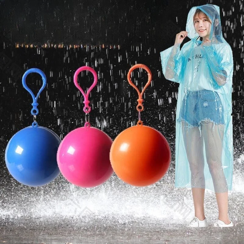 New portable disposable raincoat keychain compressed ball pocket ball outdoor adult travel hanging cloak camping equipment