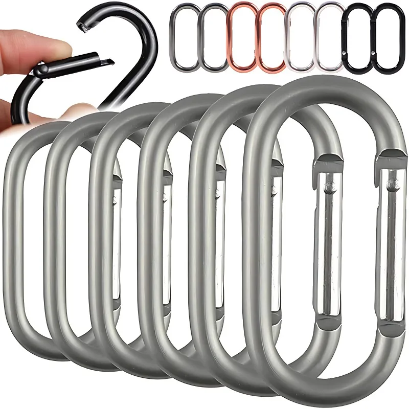 5/10PCS Outdoor Kettle Buckle Aluminum Alloy D Carabiner Water Bottle Hooks Spring Snap Clips Survival Gear Camping Accessories