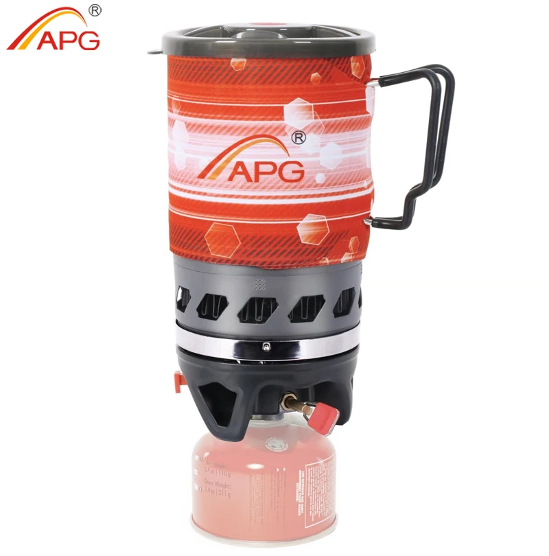 APG 750ML Outdoor Cooking System Hiking Camping Stove Heat Exchanger Pot Propane Gas Burners