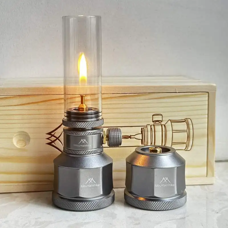 Camping Gas Lamp Portable Small Hanging Glass Gas Lantern Mini Empty Tank Optional