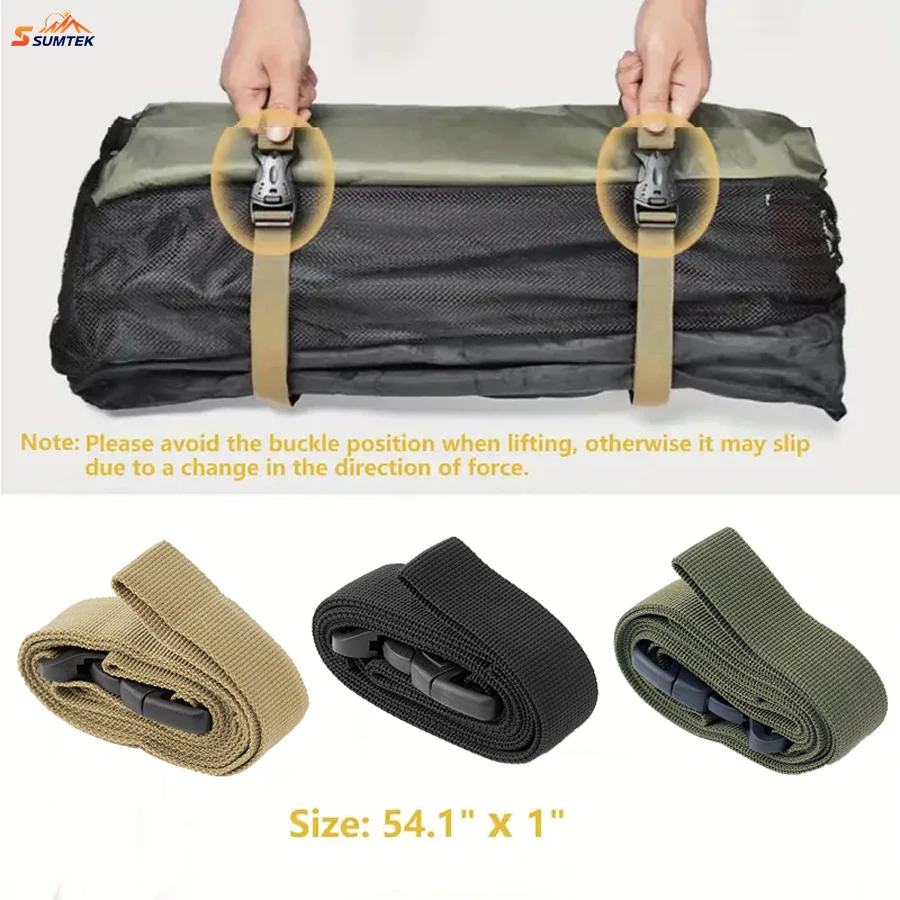 Heavy-Duty Outdoor Camping Luggage Straps - Adjustable Double Safety Buckle Luggage Packing Belt Bundling Rope of Cargoes
