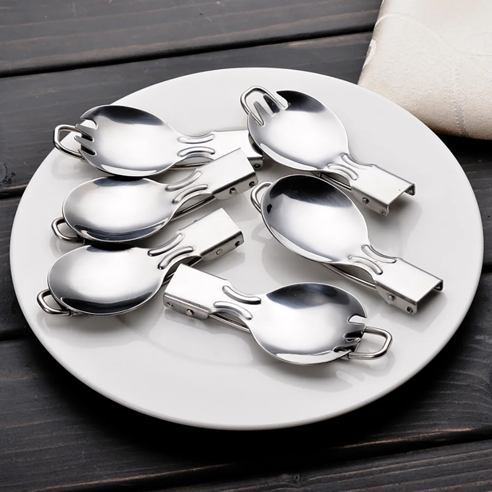 Stainless steel folding spoon folding tableware small knife salad spoon with fork folding spoon outdoor portable set