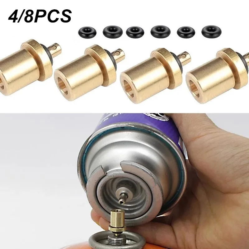 4/8pcs Gas Refill Adapter Outdoor Camping Cylinder Gas Tank Gas Burner Accessories Hiking Inflate Filling Butane Canister