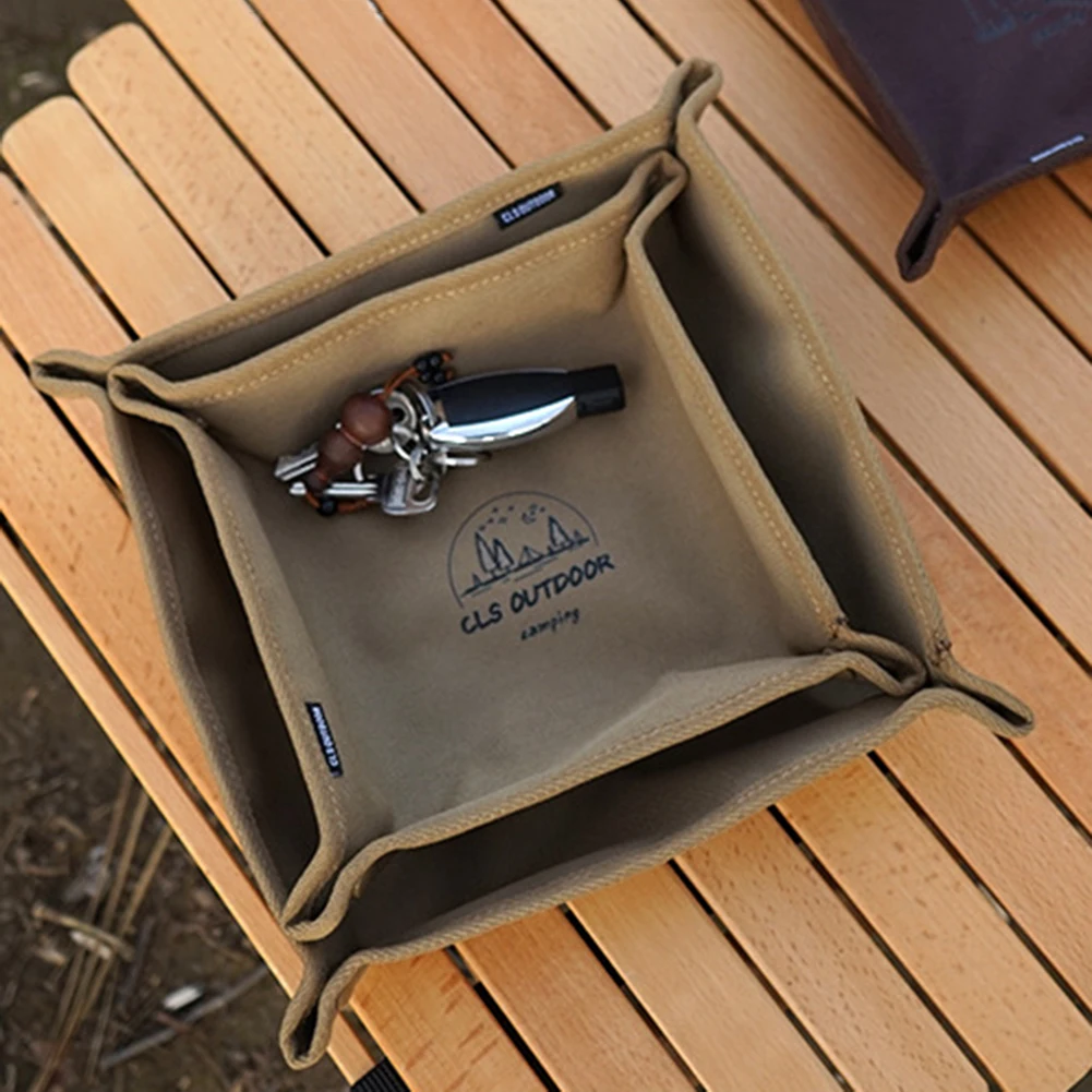 Camping Storage Tray Oxford Cloth Daily Necessities Storage Box Portable Folding Sundries Storage Box for Outdoor Hiking Travel
