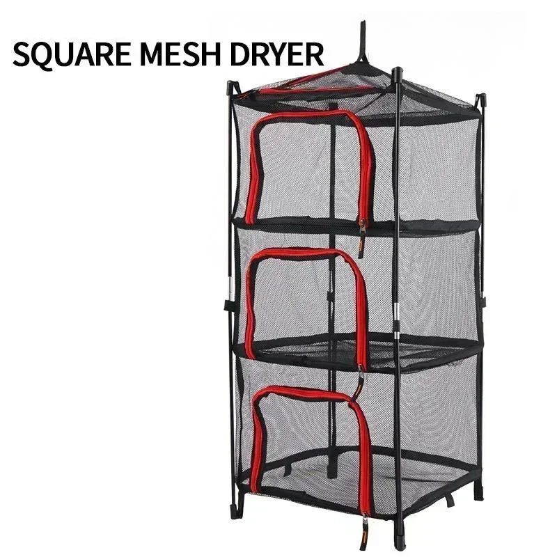 Outdoor Folding Drying Net Four Layer Storage Basket Camping Drying Fish Drying Net Frame Hanging Basket Drying Frame Net Frame