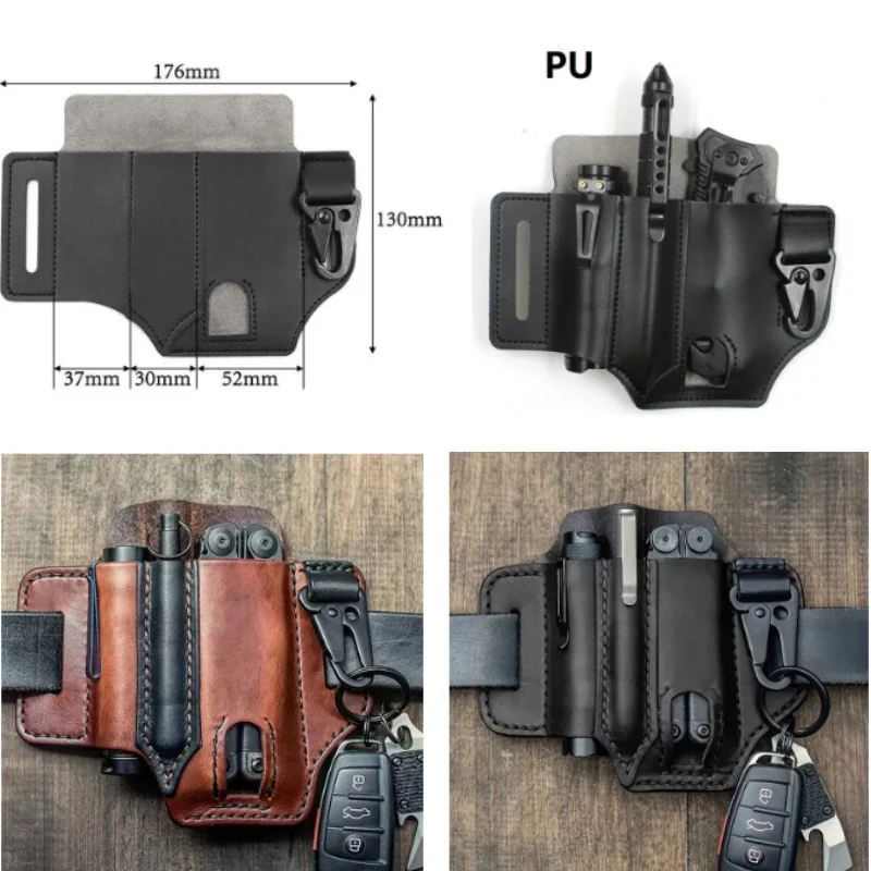 Outdoor leather exploration tool, waist bag, camping folding knife sheath, belt tool, waist bag, EDC tactical tool