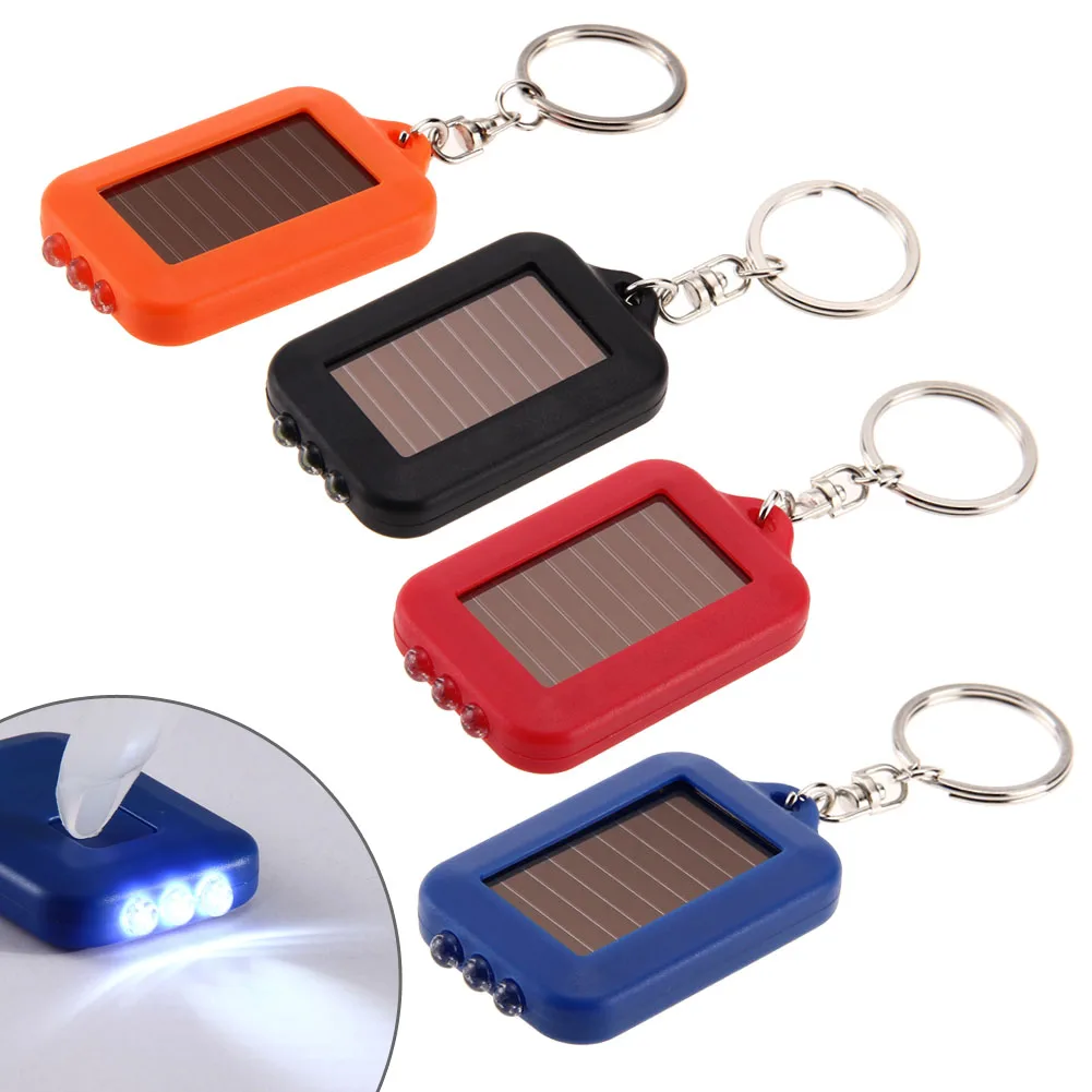 Solar Power Keychain Flashlight Portable Lantern Torch Solar LED Light Outdoor Camping Hiking Emergency Light Survival Tool
