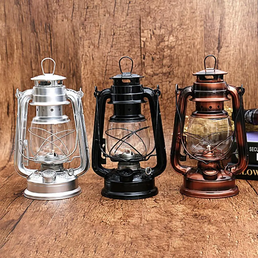 25cm Vintage Kerosene Lamp Portable Camping Tent Light Hanging Lantern Decor