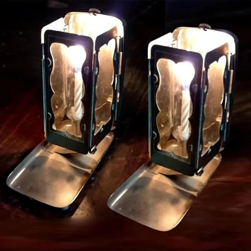 Portable Folding Pocket Outdoor Candle Lamp For Camping Creative Home Candlestick Lantern Decor Wind Classical Candle Holder