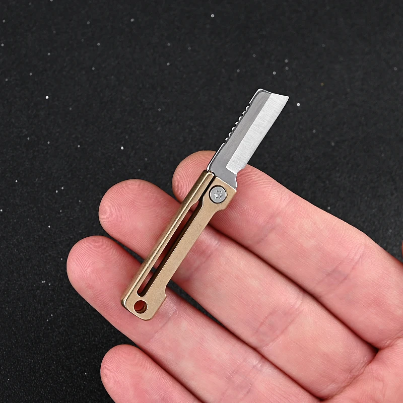 Brass Mini Knife Portable Multi-function Foldable Pocket Knife Keychain Pendant EDC Camping Equipment Outdoor Multi Multi-tool